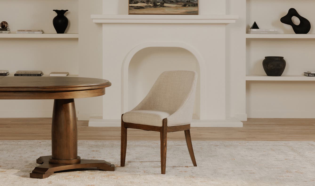 front view of Edward Dining Chair Heather Beige luxury Chair