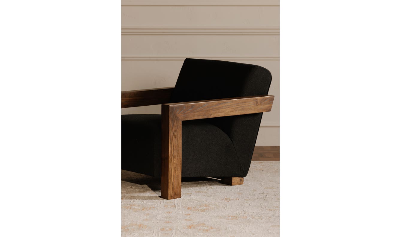 detail view of Garnet Lounge Chair Charcoal Wool Blend luxury Chair