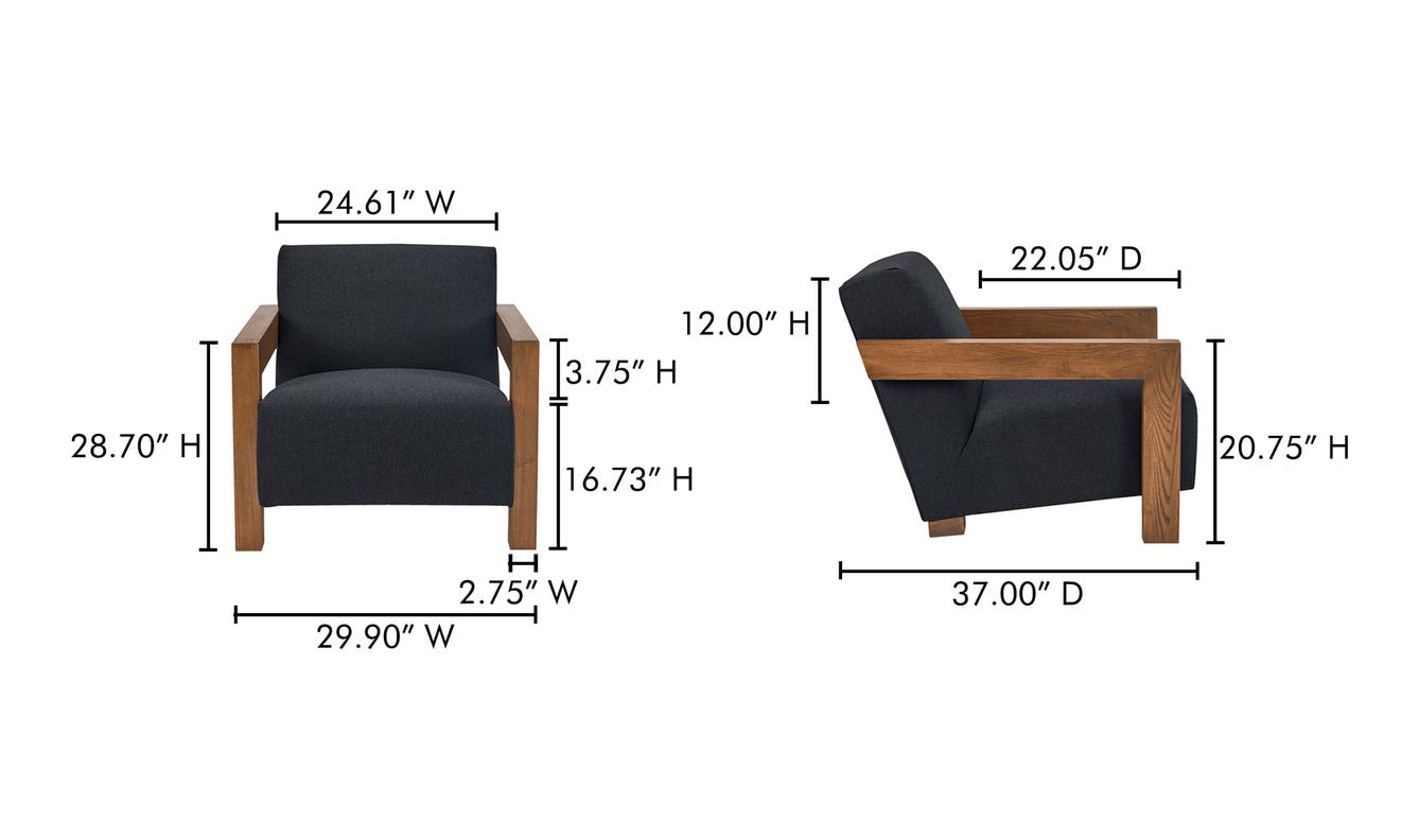 lifestyle view of Garnet Lounge Chair Charcoal Wool Blend luxury Chair