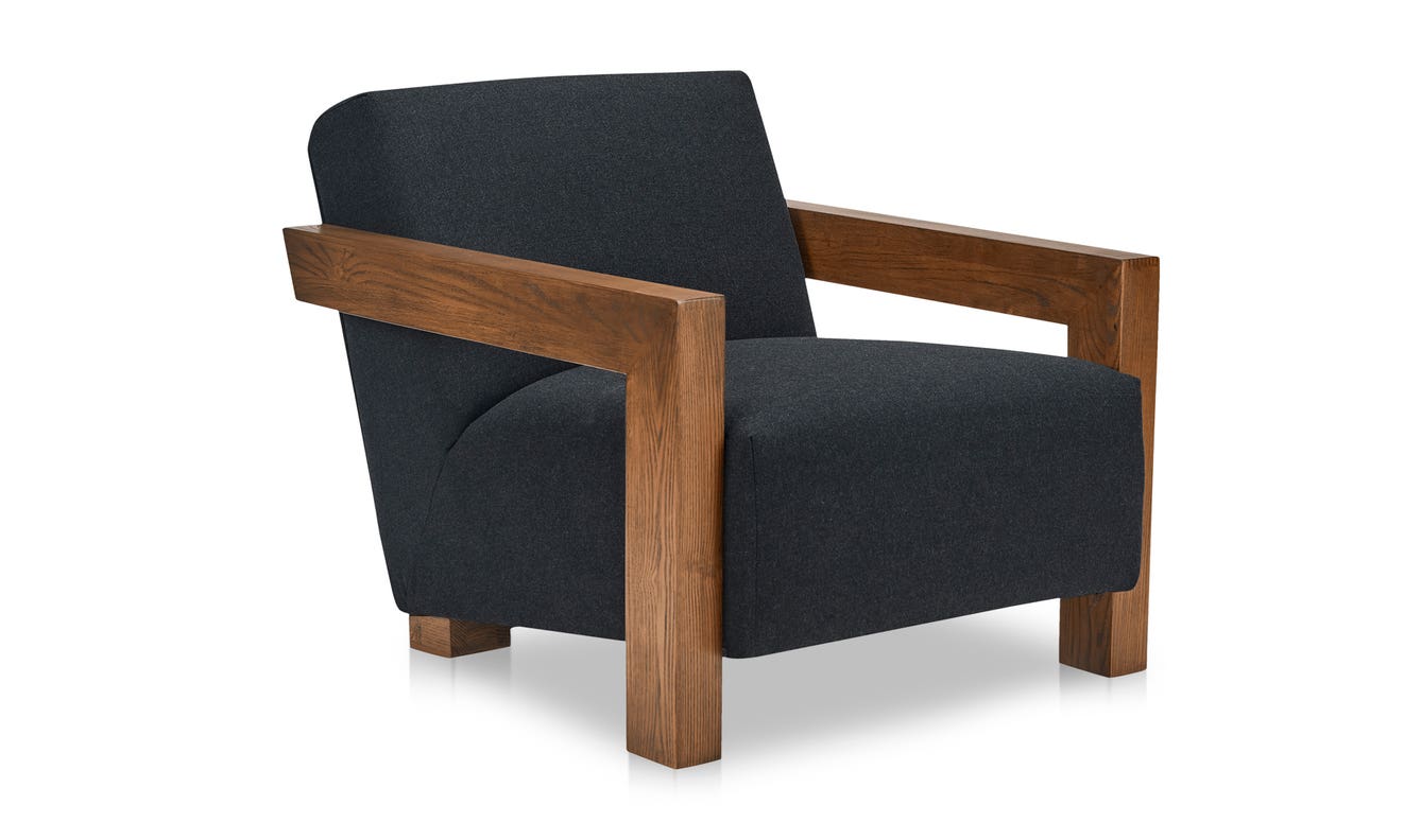 lifestyle view of Garnet Lounge Chair Charcoal Wool Blend luxury Chair