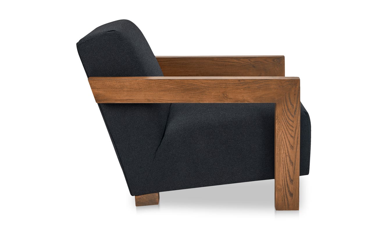 lifestyle view of Garnet Lounge Chair Charcoal Wool Blend luxury Chair