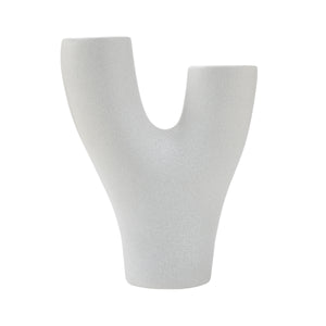 Jocasta Large Vase in light gray with a unique Y-shaped design and textured surface.
