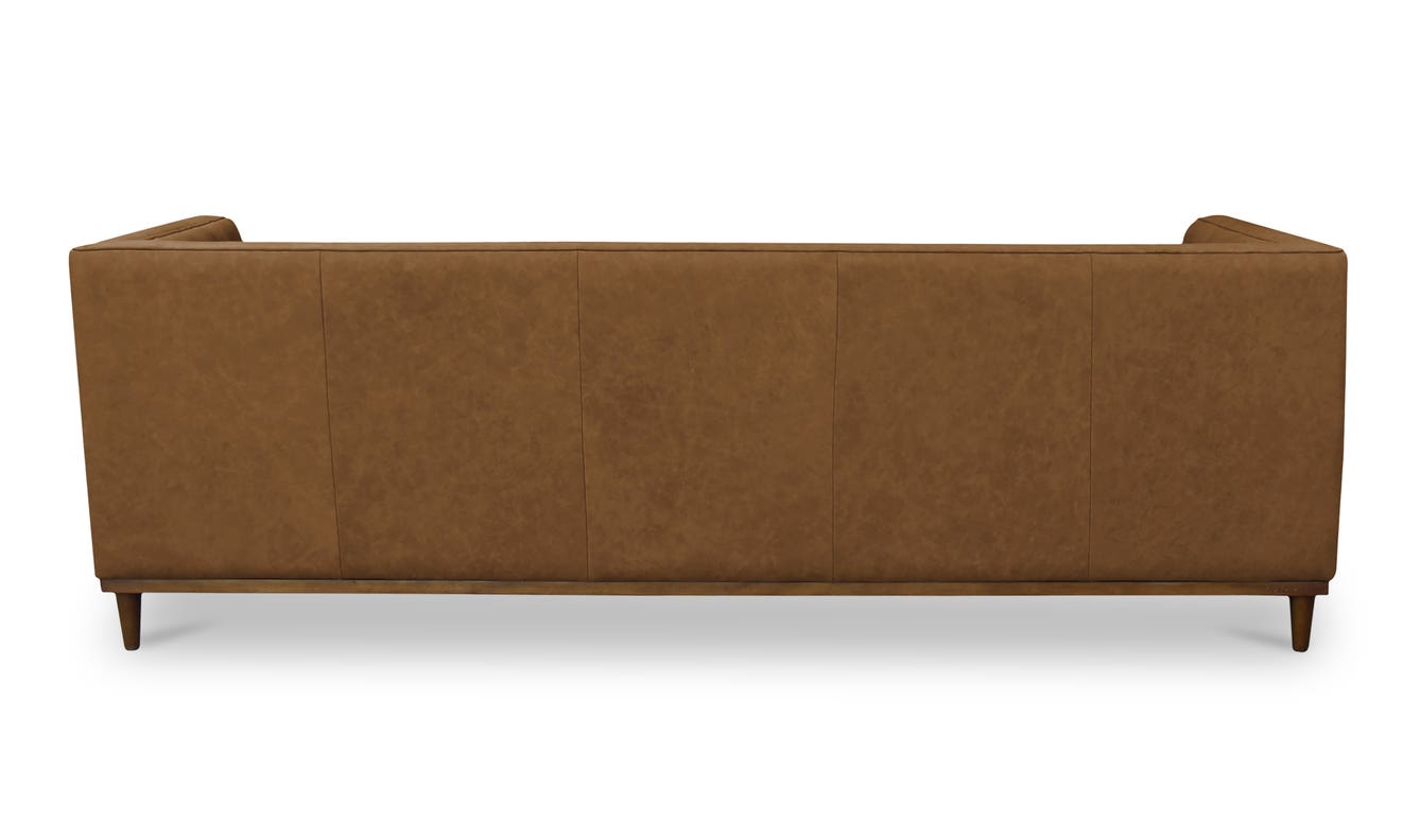 lifestyle view of Fielder Sofa Tan Leather luxury Sofa