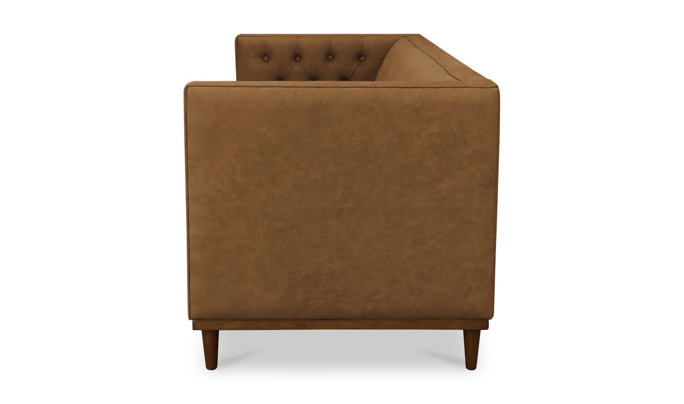 lifestyle view of Fielder Sofa Tan Leather luxury Sofa