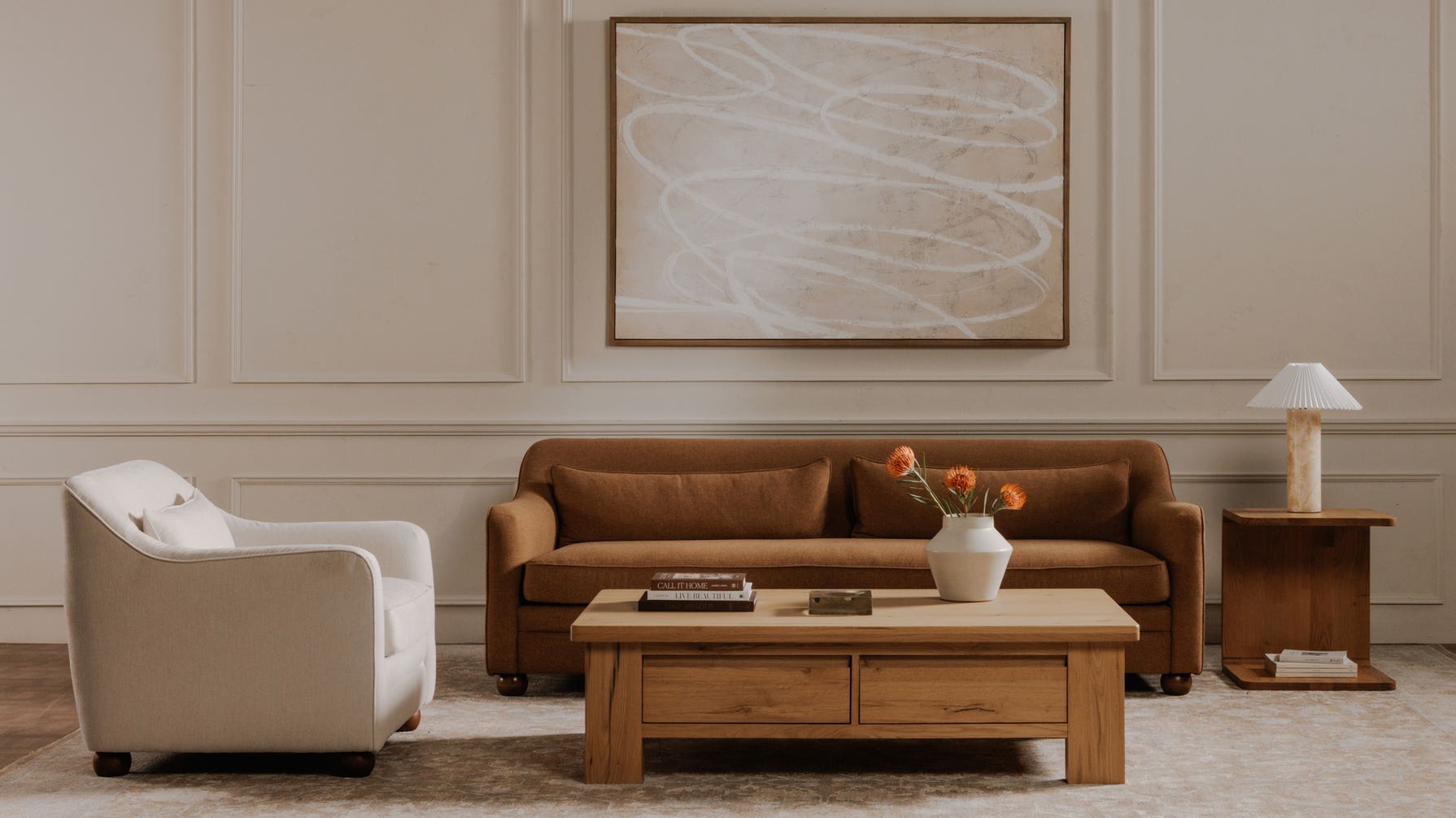 side view of Amira Sofa Rust luxury Sofa
