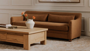 angle view of Amira Sofa Rust luxury Sofa