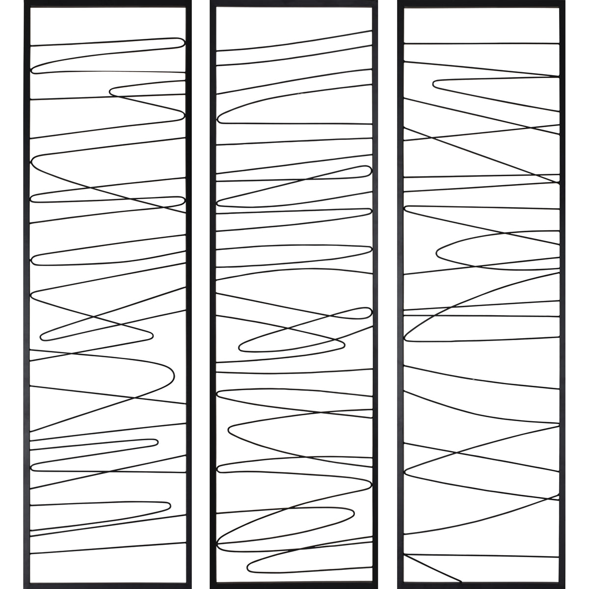 Studio Line - Linear Wall Art featuring three panels with black linear designs on a white background.