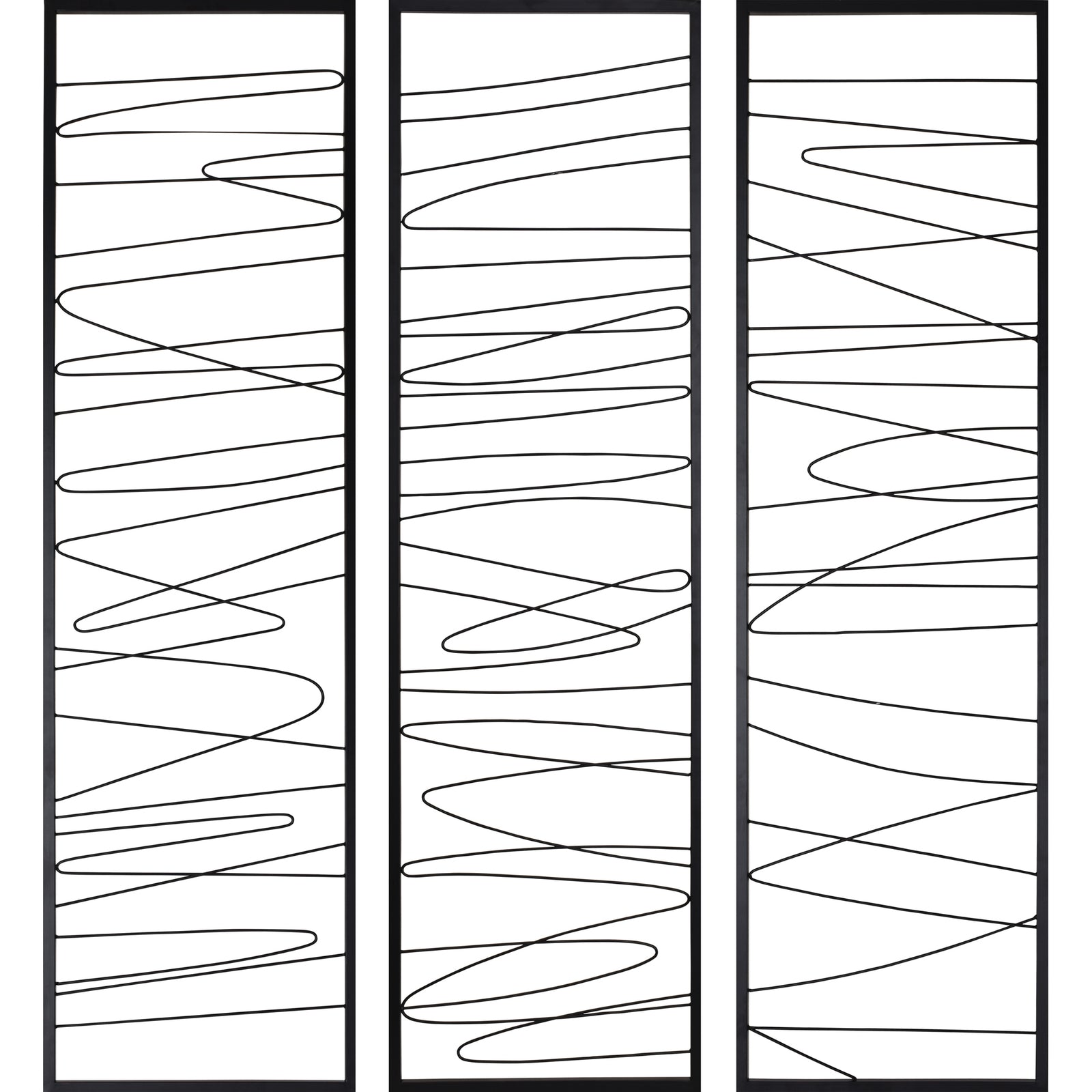 Studio Line - Linear Wall Art featuring three panels with black linear designs on a white background.