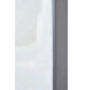 Blanche canvas art featuring soft blue and gray abstract design with a sleek gray frame