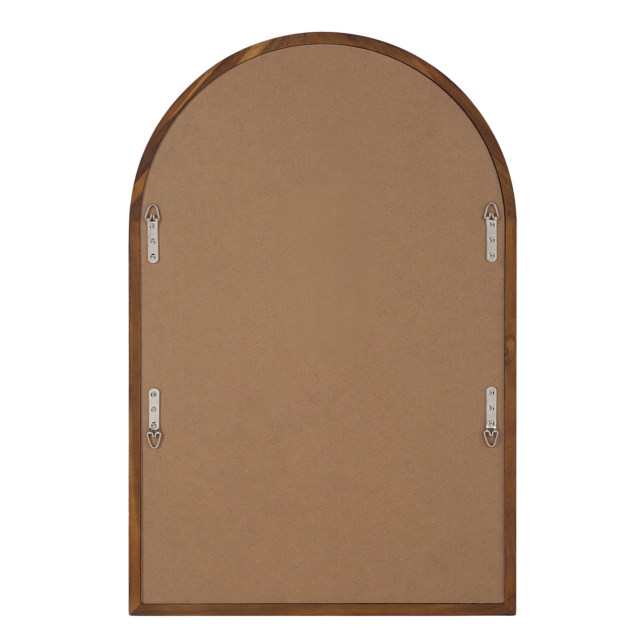 Back view of Lanai mirror showing a smooth brown backing and mounting hardware