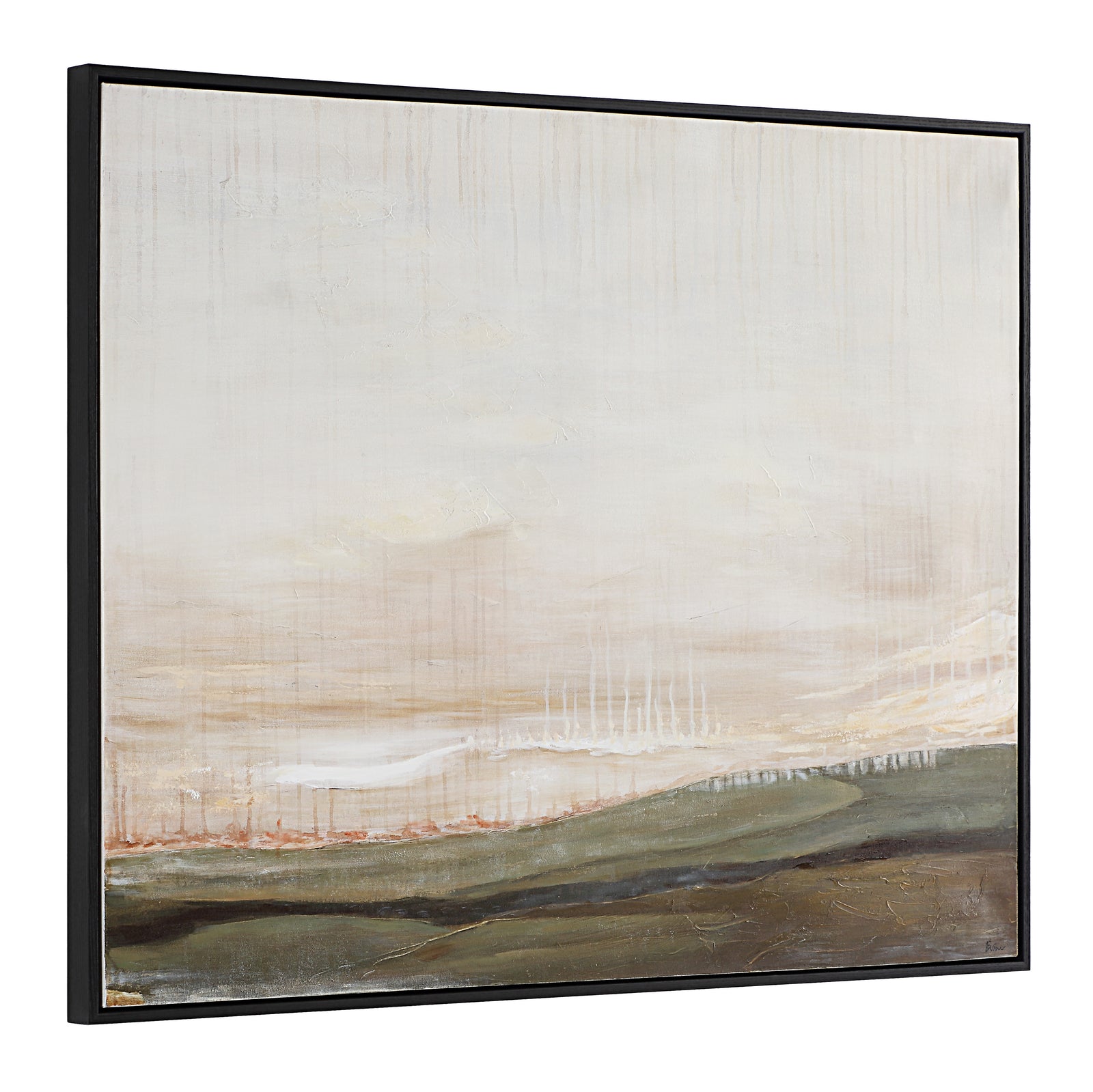 Mackay Canvas Art featuring abstract landscape in soft beige and green tones