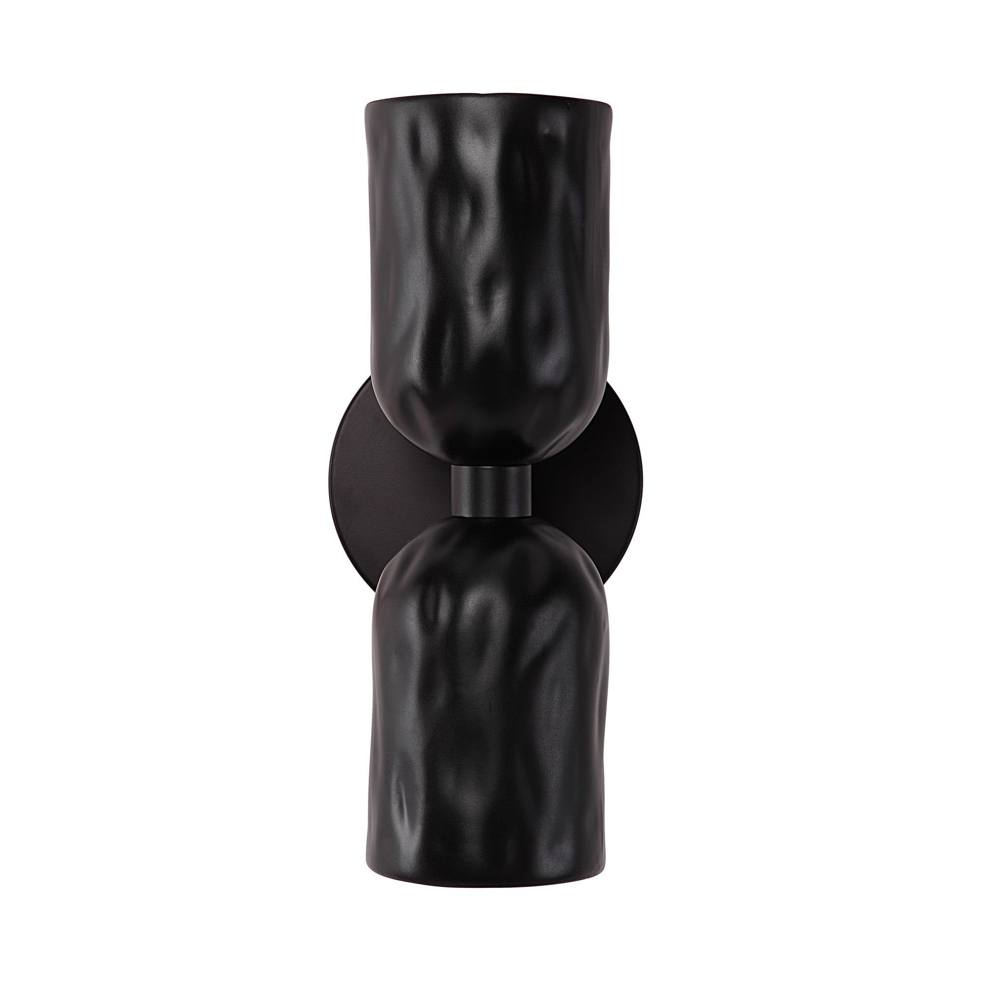 Alessia wall sconce in black, showcasing a unique double-bell shape and smooth finish.