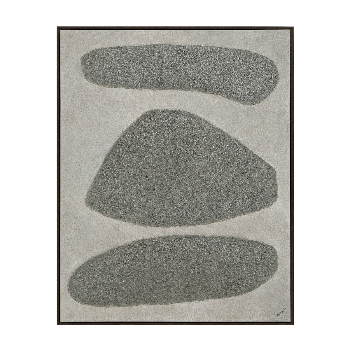 Orso Canvas Art featuring three abstract gray shapes on a textured light background