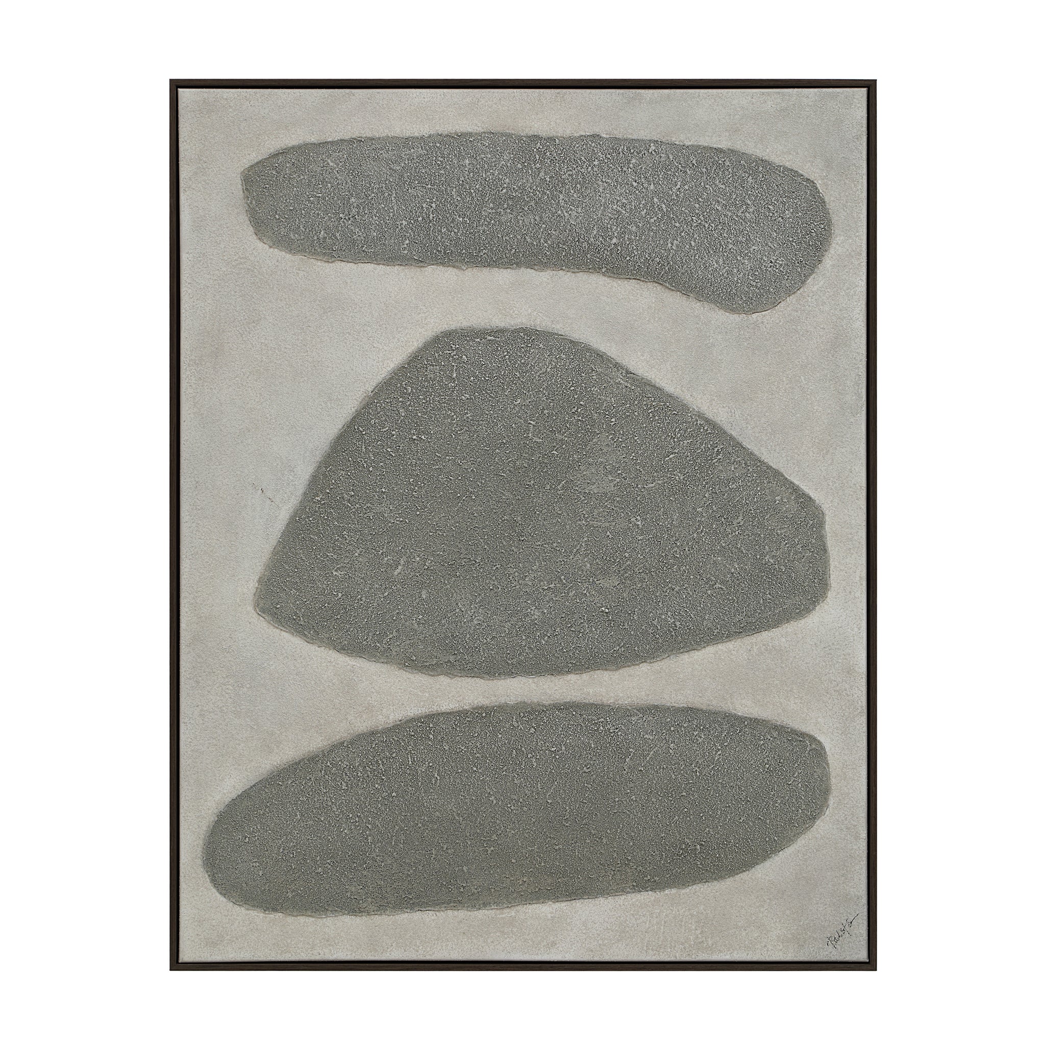 Orso Canvas Art featuring three abstract gray shapes on a textured light background