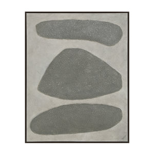Orso Canvas Art featuring three abstract gray shapes on a textured light background