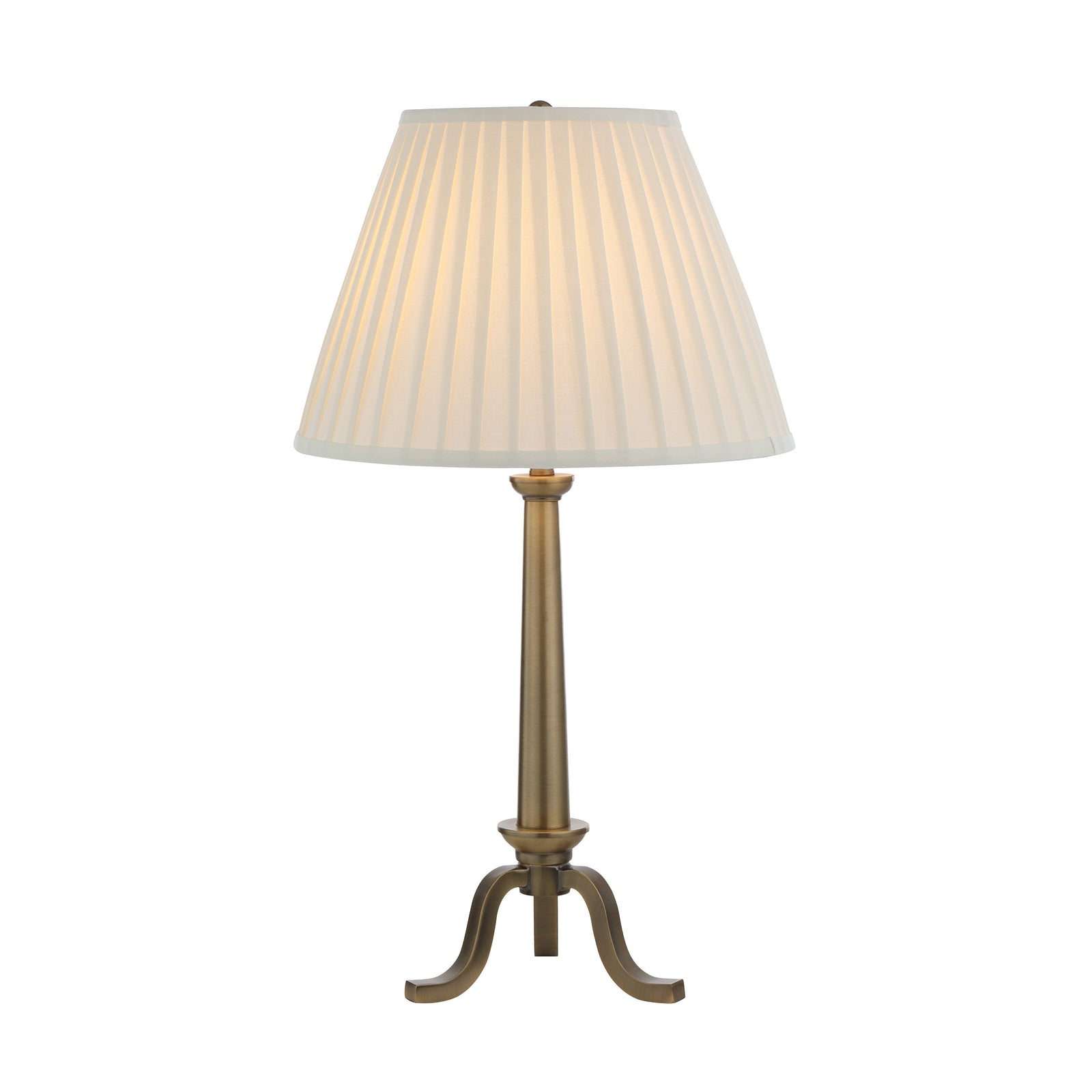 Lucerna Table Lamp with pleated white shade and antique brass base