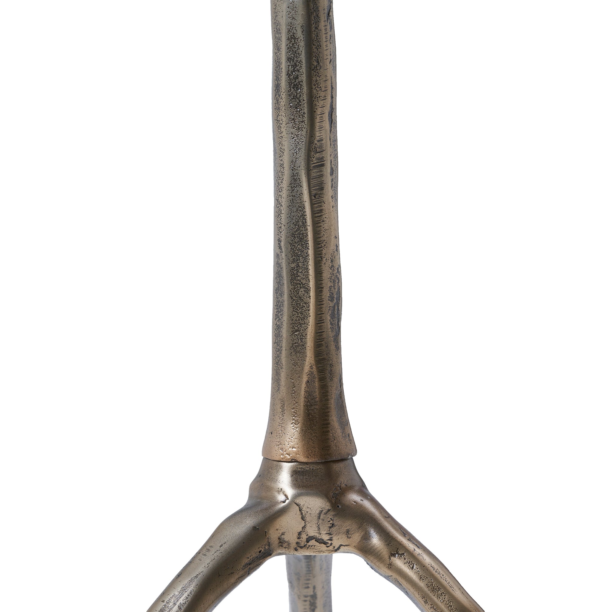 Dunn Side Table highlighting the textured bronze legs and central support.