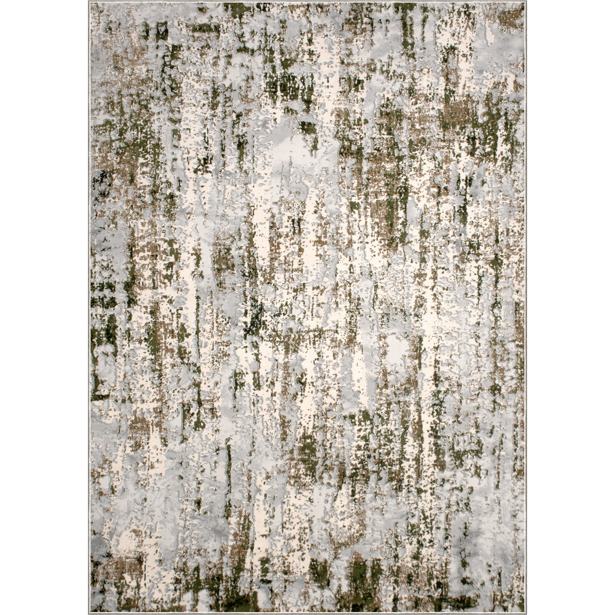 Ariella Indoor Rug featuring a textured pattern in gray, green, and beige tones.