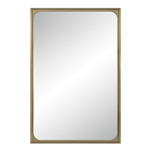 Sati Wall Mirror with a sleek gold frame and rounded corners, showcasing a clear reflective surface.