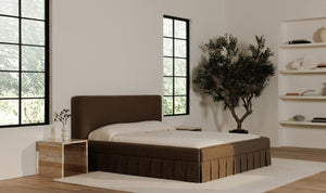 angle view of Maren King Bed Brown luxury Beds & Bed Fram