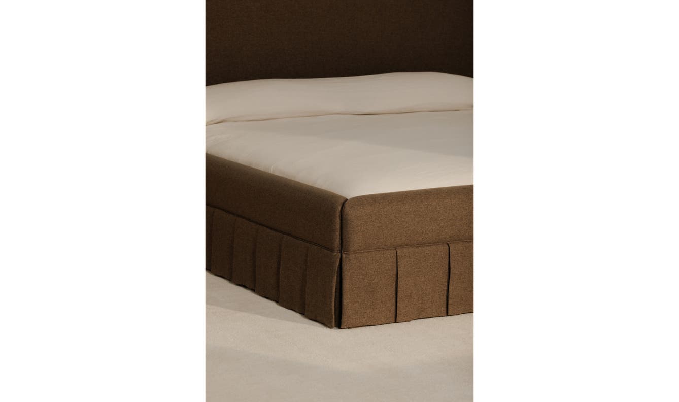 side view of Maren King Bed Brown luxury Beds & Bed Fram