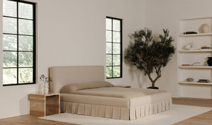 angle view of Maren King Bed Beige luxury Beds & Bed Fram
