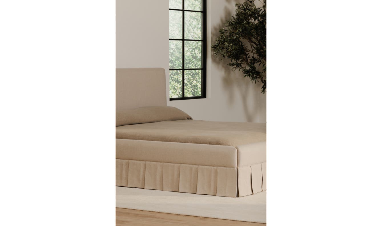 side view of Maren King Bed Beige luxury Beds & Bed Fram