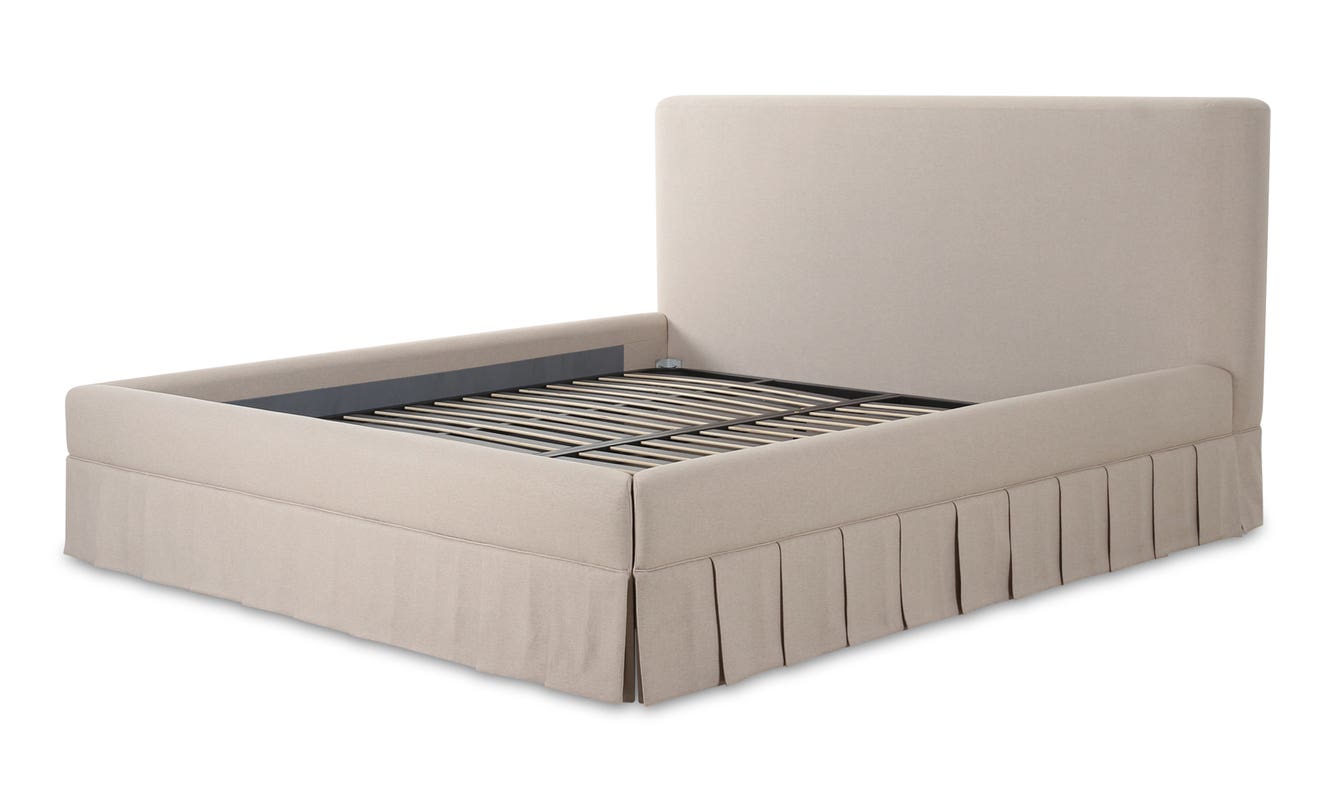 lifestyle view of Maren King Bed Beige luxury Beds & Bed Fram