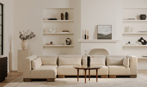angle view of June Corner Chair Oatmeal luxury Chair