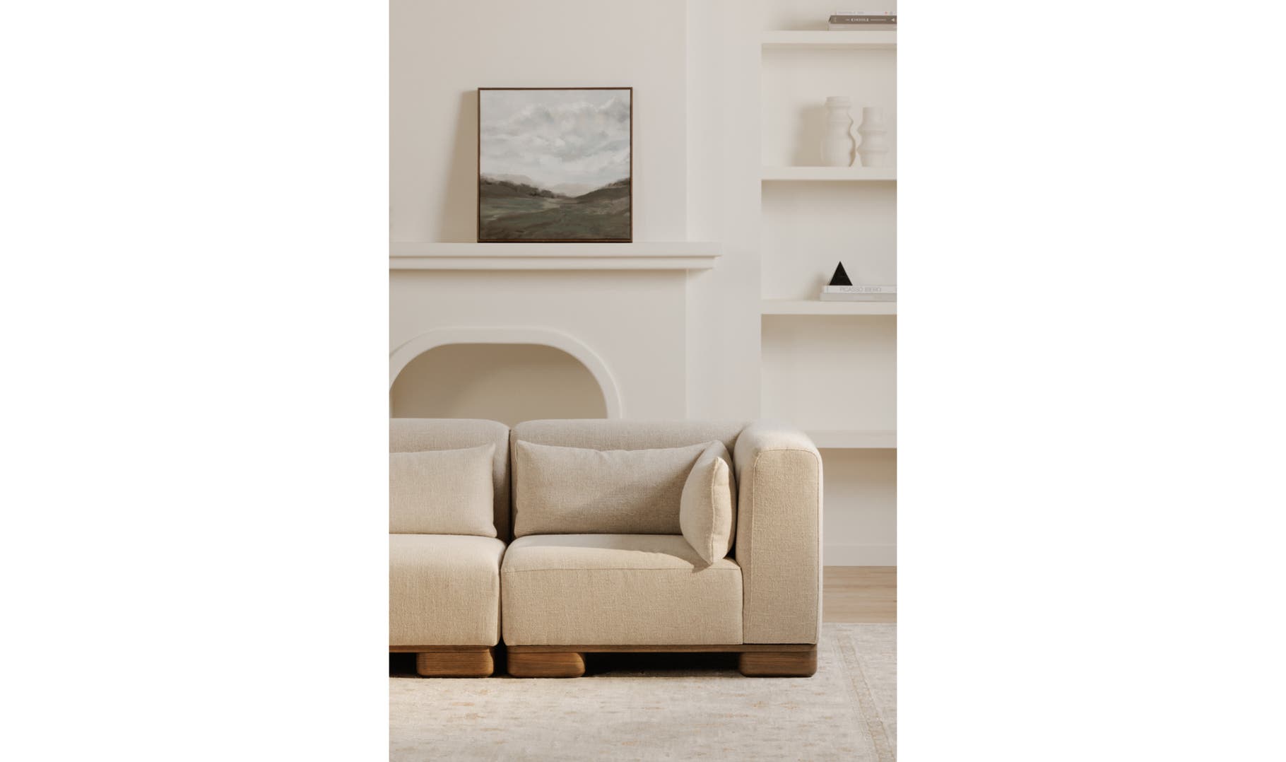 lifestyle view of June Corner Chair Oatmeal luxury Chair