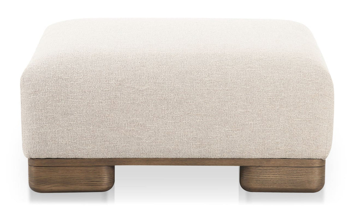 front view of June Ottoman Oatmeal luxury Ottoman