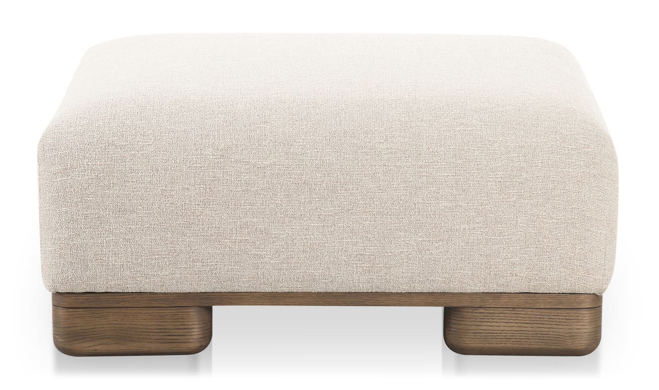 front view of June Ottoman Oatmeal luxury Ottoman