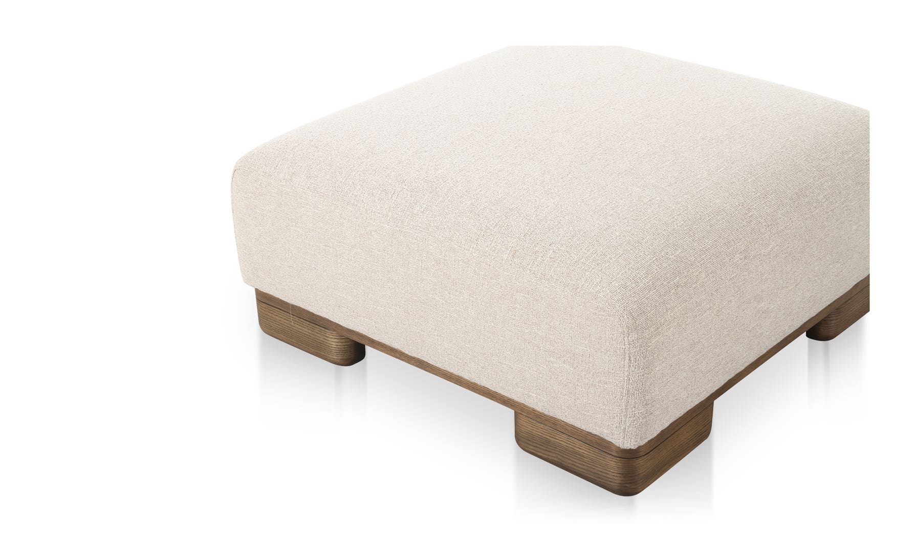 side view of June Ottoman Oatmeal luxury Ottoman