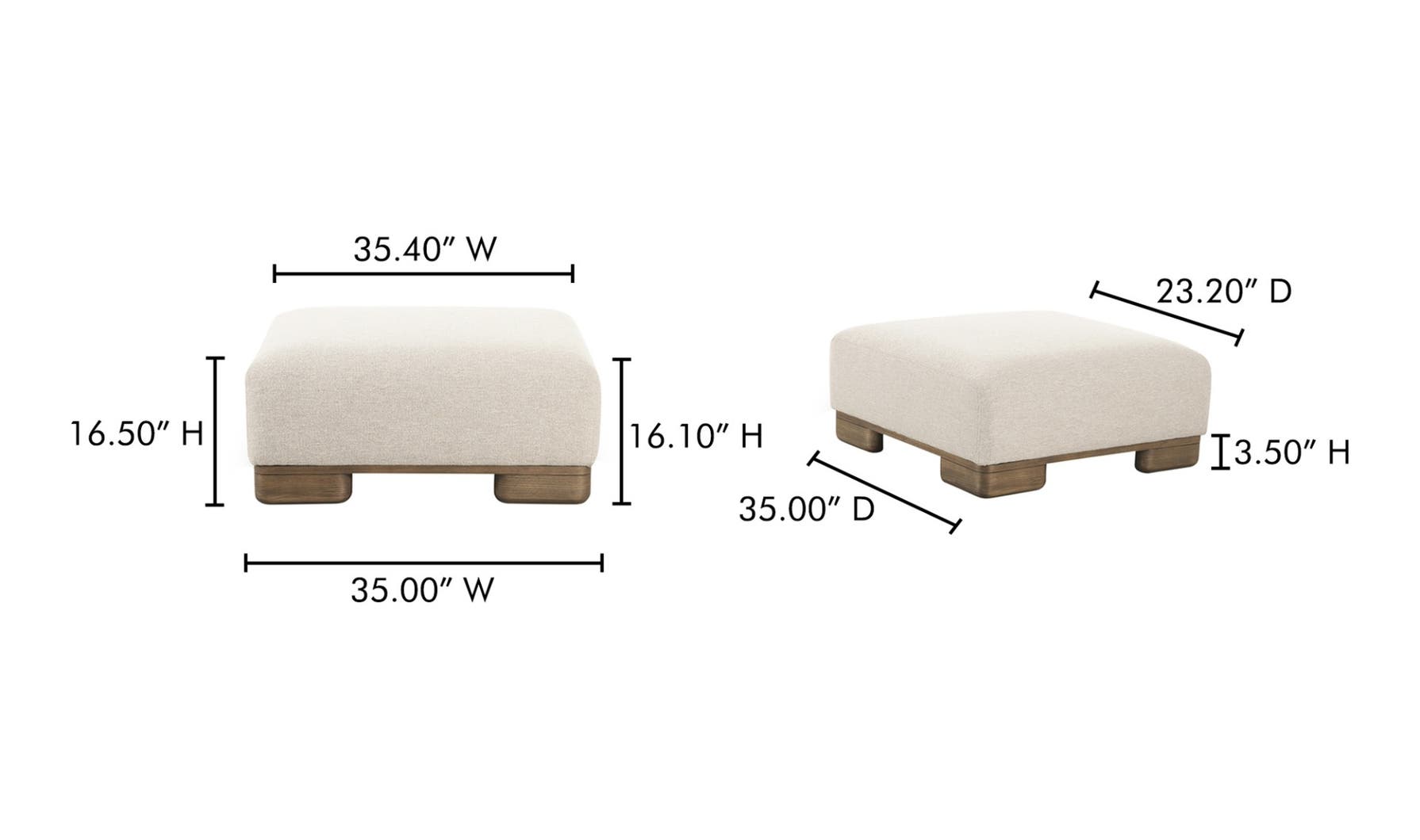lifestyle view of June Ottoman Oatmeal luxury Ottoman