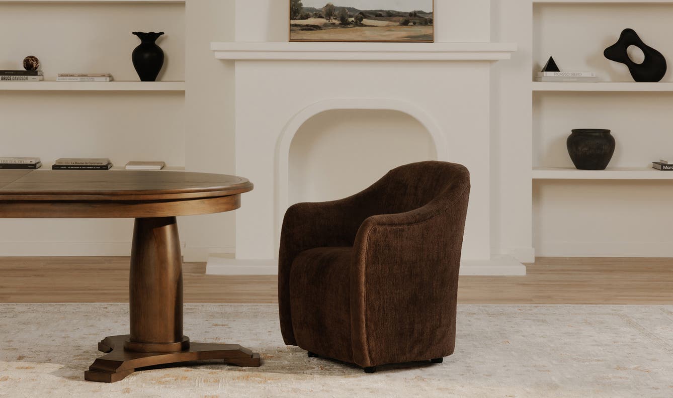 front view of Drava Rolling Dining Chair luxury Chair