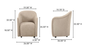 lifestyle view of Drava Rolling Dining Chair luxury Chair