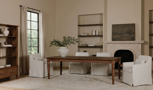 side view of Lydia Slipcover Dining Chair Beige luxury Chair