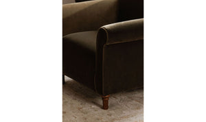 detail view of Harmony Accent Chair Dark Green Faux Mohair luxury Chair