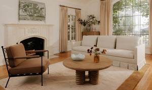 side view of Pellicano Sofa Beige Stripe luxury Sofa