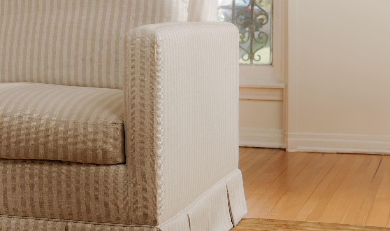 detail view of Pellicano Sofa Beige Stripe luxury Sofa
