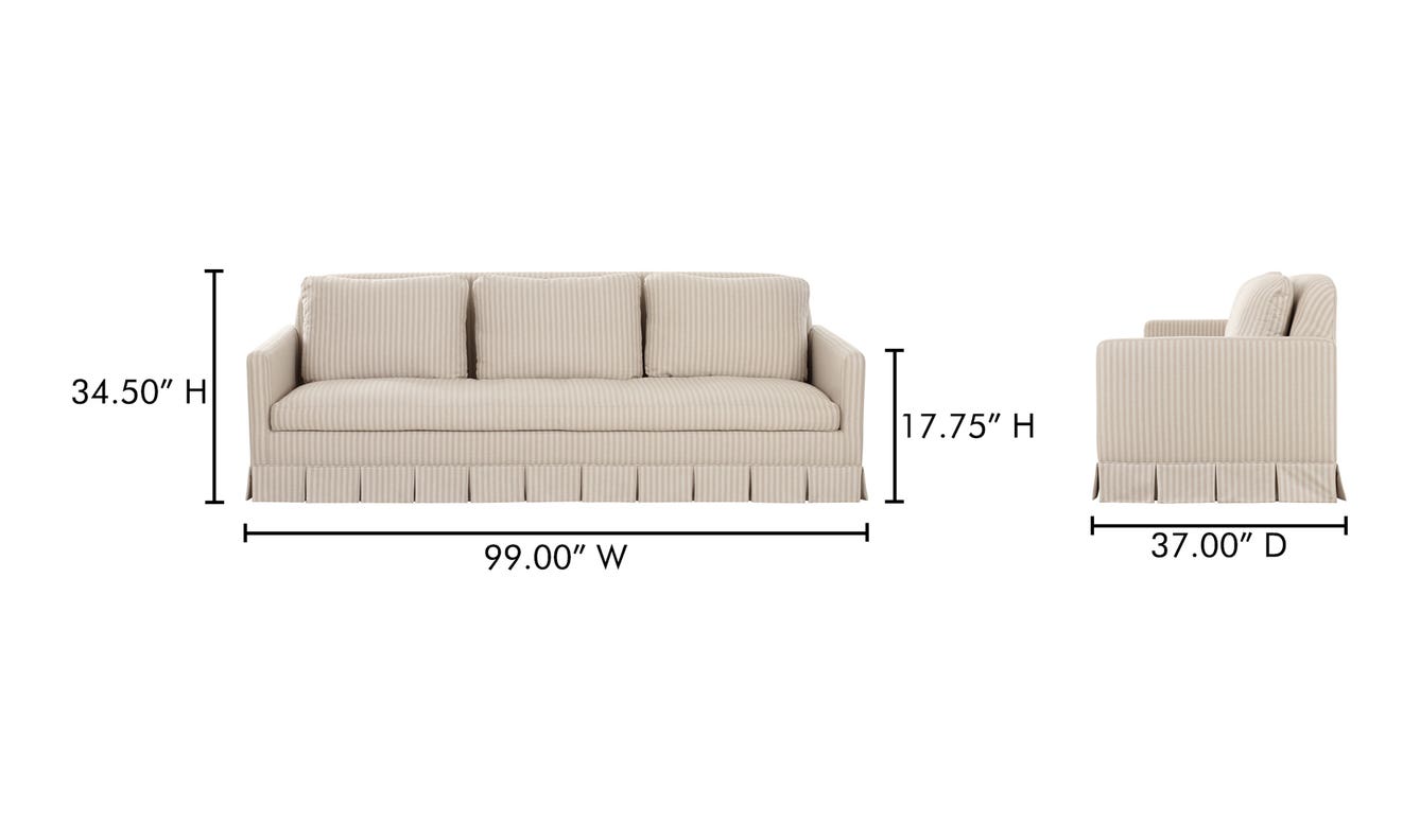 lifestyle view of Pellicano Sofa Beige Stripe luxury Sofa