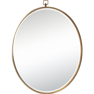 Azam Wall Mirror showcasing a circular design with a gold frame and a top hanging loop.