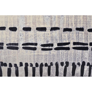 Close-up of Zitsa Indoor Pillow showcasing its abstract beige and black design