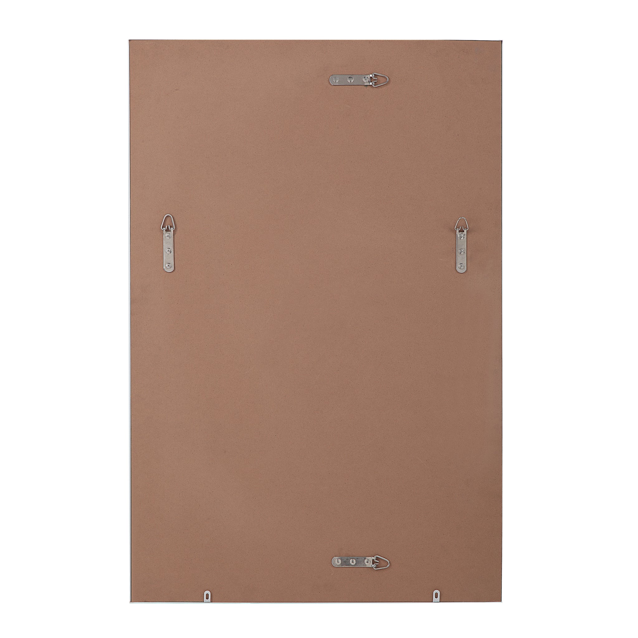 Back view of Orchid Wall Mirror showing mounting hardware and brown backing.