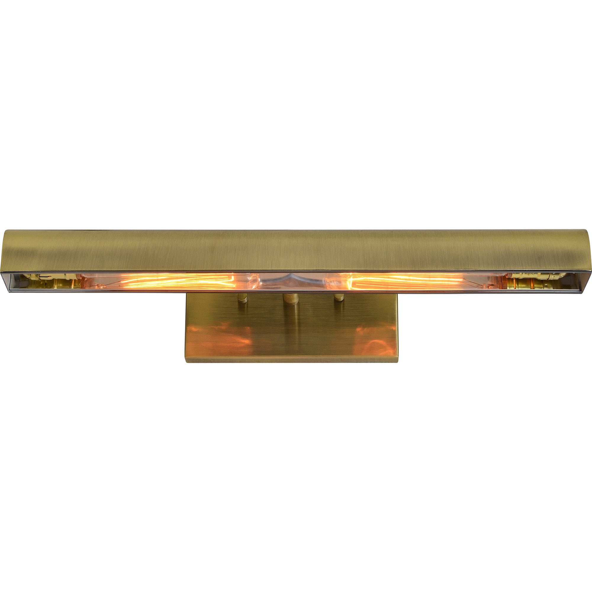 Swanson Wall Sconce illuminated with warm light, featuring brushed brass finish