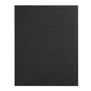Kinetic canvas art by Renwil featuring a textured black surface with layered patterns.