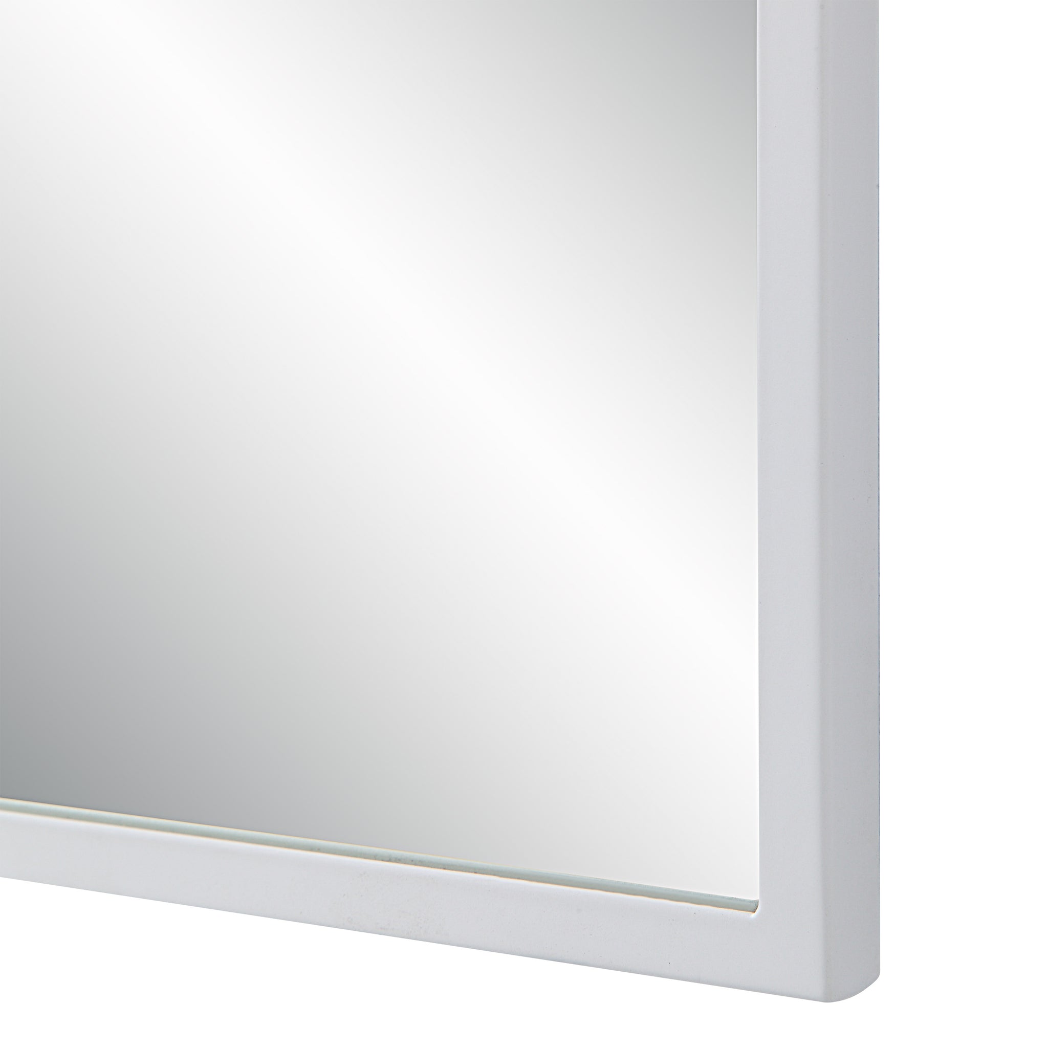 Close-up of Orchid Wall Mirror's white frame highlighting its smooth edges.