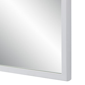 Close-up of Orchid Wall Mirror's white frame highlighting its smooth edges.