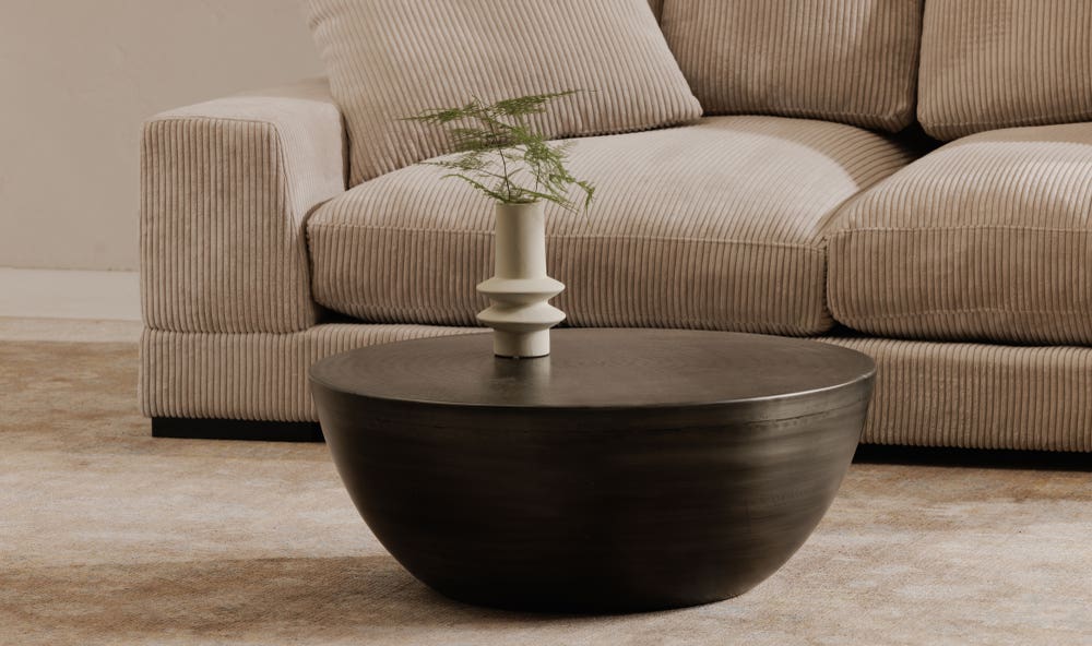 front view of Conga Coffee Table Antique Nickel luxury Coffee Table