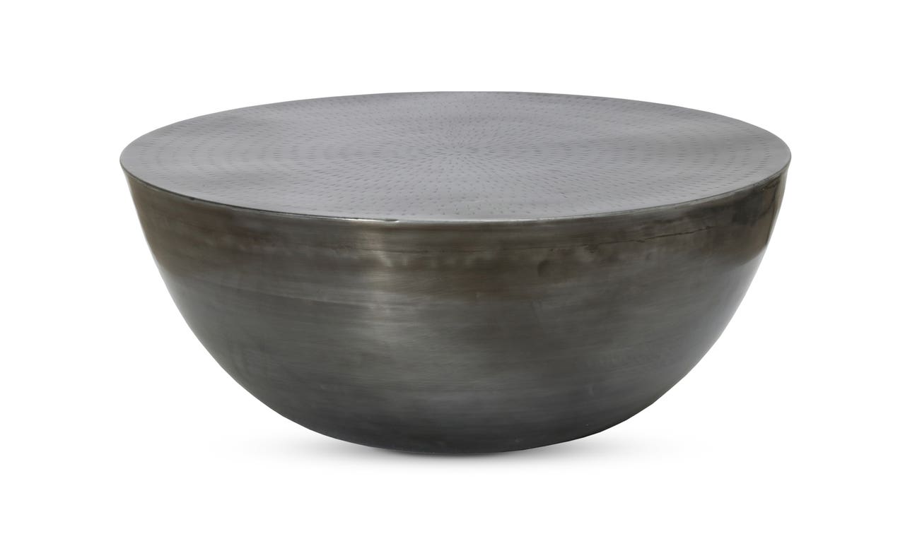 front view of Conga Coffee Table Antique Nickel luxury Coffee Table